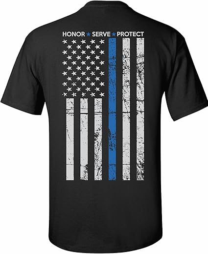 Photo 1 of Medium Black Patriot Apparel Thin Blue Line Honor Protect Serve T-Shirt Tee Men's Fit
