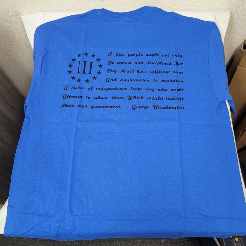 Photo 2 of Medium Blue 3 Percenter Shirt with Double Image 