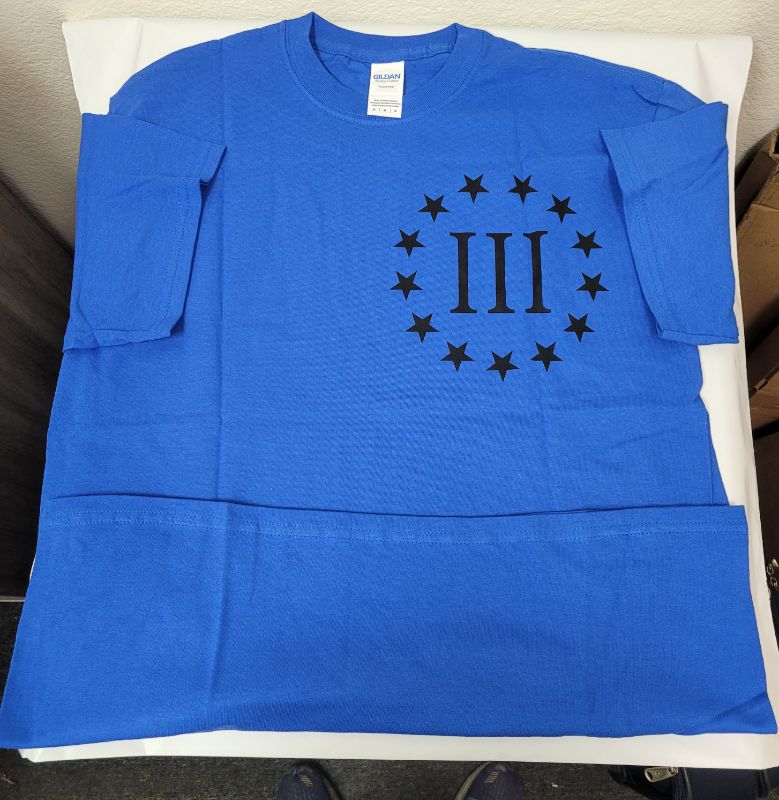 Photo 1 of Medium Blue 3 Percenter Shirt with Double Image 