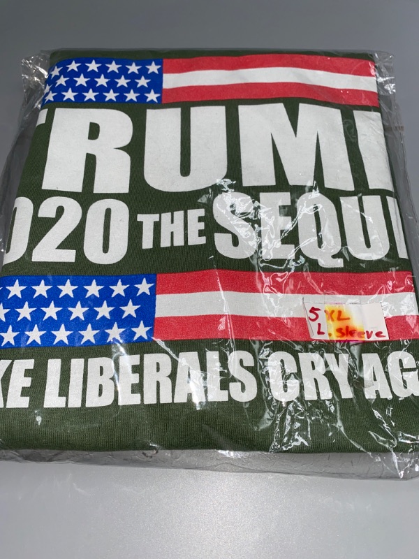 Photo 2 of 5XL Olive Green President Trump 2020 The Sequel T-Shirt Short Sleeve 