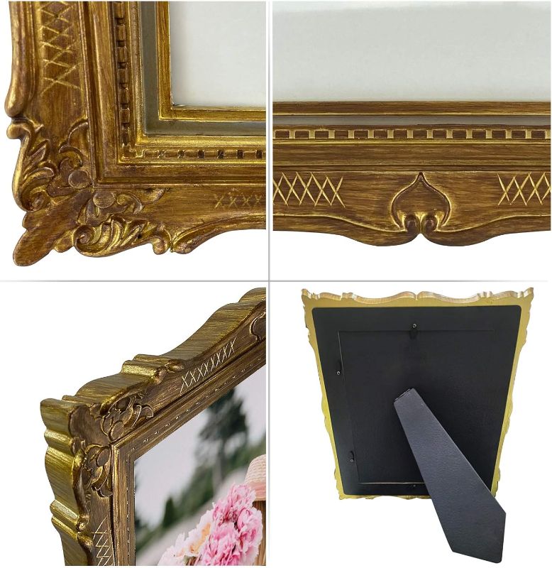 Photo 1 of PHAREGE 8x10 Vintage Bronze Picture Frame, Ornate Antique Picture Frame for 8 by 10 Wedding Photo, Photo Frame Displays Horizontally or Vertically On Tabletop
