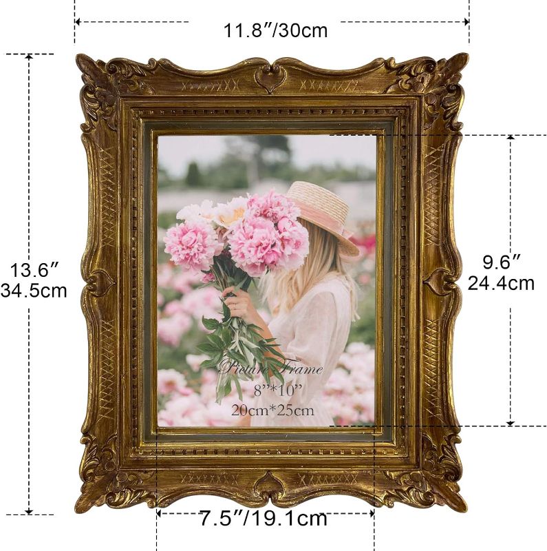 Photo 2 of PHAREGE 8x10 Vintage Bronze Picture Frame, Ornate Antique Picture Frame for 8 by 10 Wedding Photo, Photo Frame Displays Horizontally or Vertically On Tabletop
