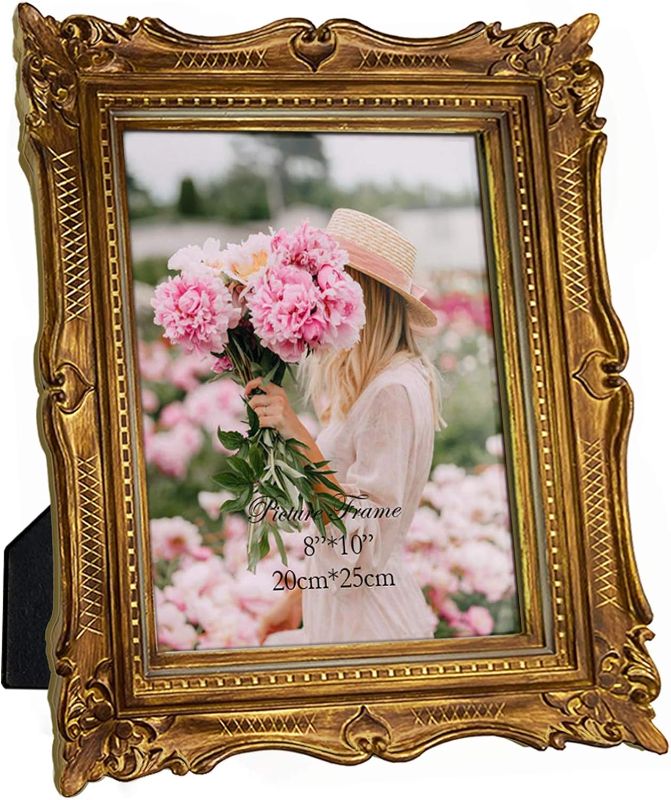 Photo 1 of PHAREGE 8x10 Vintage Bronze Picture Frame, Ornate Antique Picture Frame for 8 by 10 Wedding Photo, Photo Frame Displays Horizontally or Vertically On Tabletop
