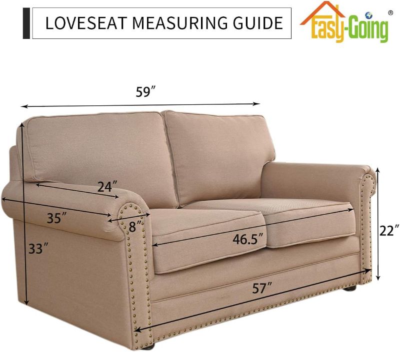 Photo 1 of Easy-Going Reversible Loveseat Couch Cover for 2 Cushion Couch Sofa Cover for Dogs Water Resistant Furniture Protector with Foam Sticks Elastic Straps for Pet (Loveseat, Brown/Beige)
