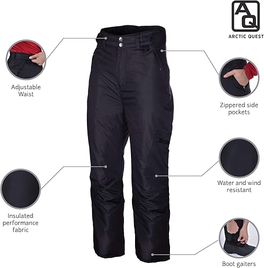 Photo 3 of Medium Arctic Quest Mens Snow Ski Waterproof Softshell Snowboard Pants Outdoor Hiking Zipper Bottom Windproof Warm Snow Pants
