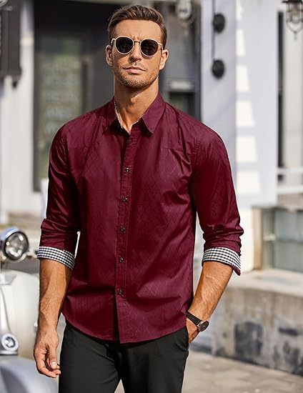 Photo 1 of 3XL COOFANDY Men's Business Dress Shirt Long Sleeve Casual Slim Fit Button Down Shirt
