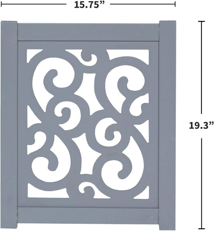 Photo 3 of HOME DISTRICT Dog Gate Freestanding Pet Gate 4-Panel & 3 Panel Pet Gate for Dogs Folding Dog Gate Quadfold & Trifold Pet Gate for Small Dogs Decorative Pet Gate for Dogs Indoor, Grey Scroll 47.24" x 19.3 x .6"