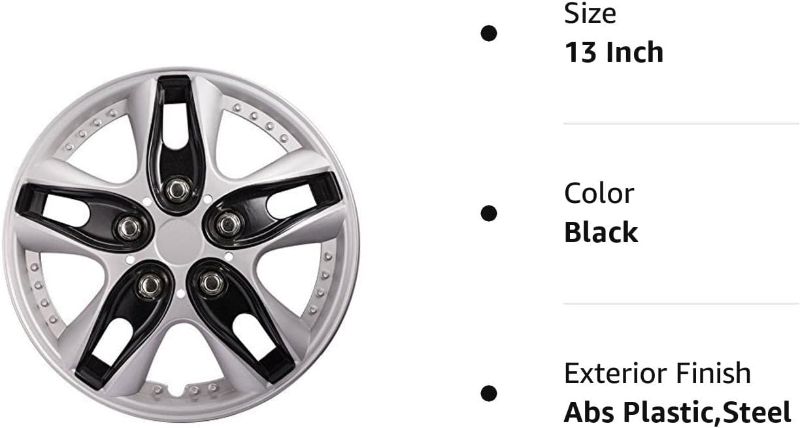 Photo 2 of 13 Inch Black Hubcap Wheel Cover Replacement Car Vehicle Wheel Rim Skin Cover Pack of 4