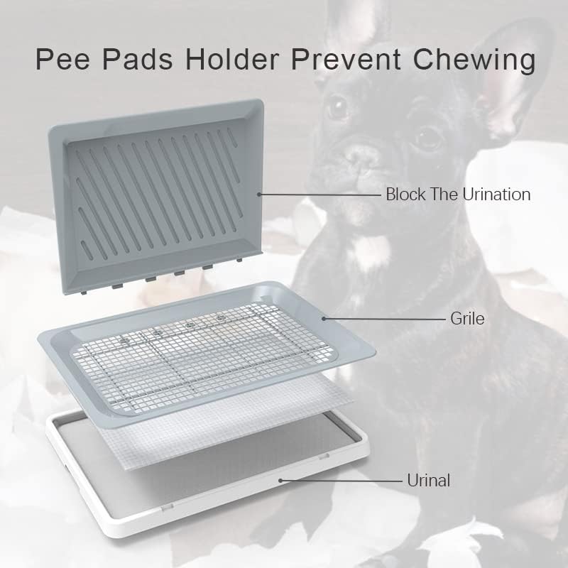 Photo 5 of Small Dog Potty Training Tray - Pee Pad Holder with Indoor Porch for Small Dogs, Perfect Floor Protector for Your Puppy's Potty Training Small Size, 19.5x15 Inch (White-B)