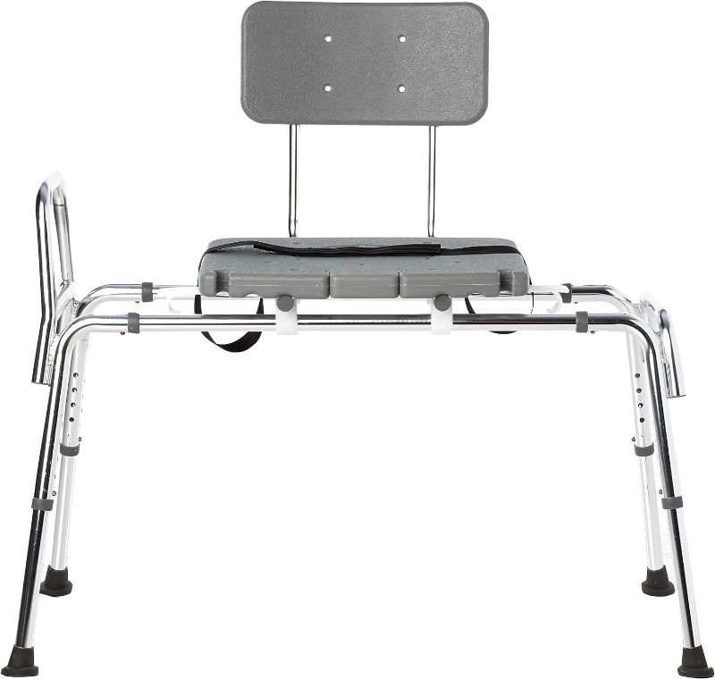 Photo 2 of DMI Tub Transfer Bench and Shower Chair with Non Slip Aluminum Body, FSA Eligible, Adjustable Seat Height and Cut Out Access, Holds Weight up to 400 Lbs, Bath and Shower Safety, Transfer Bench