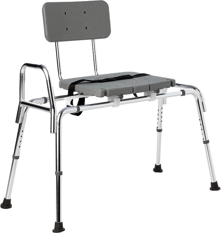 Photo 1 of DMI Tub Transfer Bench and Shower Chair with Non Slip Aluminum Body, FSA Eligible, Adjustable Seat Height and Cut Out Access, Holds Weight up to 400 Lbs, Bath and Shower Safety, Transfer Bench