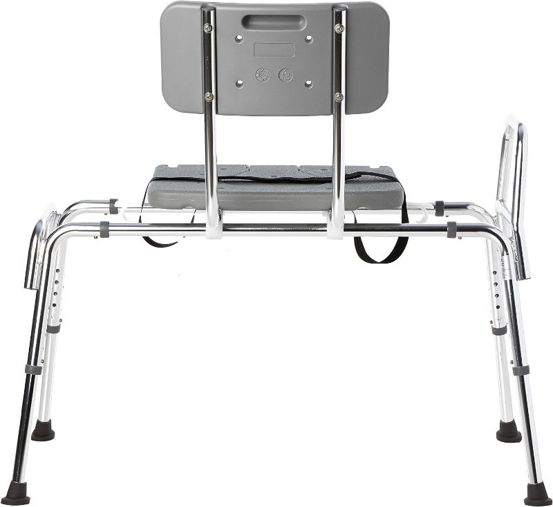 Photo 3 of DMI Tub Transfer Bench and Shower Chair with Non Slip Aluminum Body, FSA Eligible, Adjustable Seat Height and Cut Out Access, Holds Weight up to 400 Lbs, Bath and Shower Safety, Transfer Bench