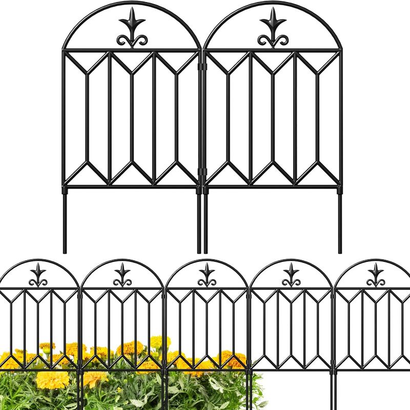 Photo 1 of AMAGABELI GARDEN & HOME 10 panels Decorative Garden Fences and Borders for Dogs 24in(H)×10ft(L) No Dig Metal Fence Panel Garden Edging Border Fence For Animal Barrier Fencing for Flower Bed Yard Patio