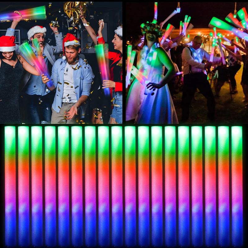 Photo 1 of Bietrun 105Pcs Foam Glow Sticks, LED Light up Foam Sticks for Wedding 3 Modes Colorful Flashing,Glow in The Dark Party Supplies for Wedding,Raves,Concert,Party,Camping,New Year Carnival,Concert,Kid