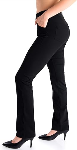 Photo 1 of Large Yogipace,Belt Loops,Women's Petite/Regular/Tall Straight Leg Yoga Dress Pants black.