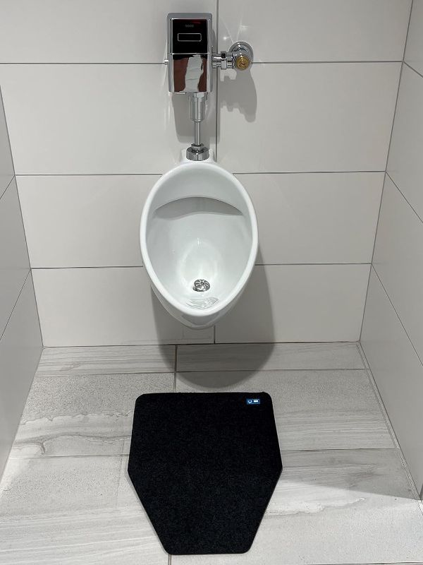 Photo 2 of Disposable Urinal Mats, Odor Eliminating, Time Monitor, Non-Slip Adhesive, Charcoal, Case of 6, Made in The USA