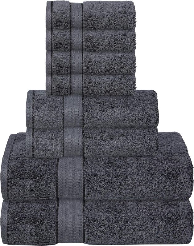 Photo 1 of GLAMBURG 700 GSM Premium 8-Piece Towel Set - Contains 2 Bath Towels 30x54, 2 Hand Towels 16x28, 4 Wash Cloths 13x13 - Luxury Hotel & Spa Quality - Durable Ultra Soft Highly Absorbent - Charcoal Grey