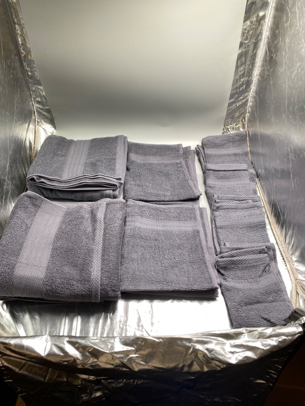 Photo 5 of GLAMBURG 700 GSM Premium 8-Piece Towel Set - Contains 2 Bath Towels 30x54, 2 Hand Towels 16x28, 4 Wash Cloths 13x13 - Luxury Hotel & Spa Quality - Durable Ultra Soft Highly Absorbent - Charcoal Grey