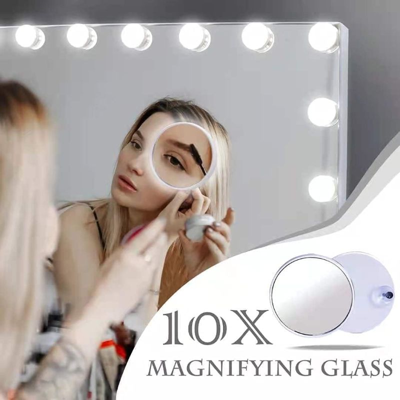 Photo 4 of ** FINAL SALE ** Kottova Vanity Makeup Mirror with Lights,3 Colors Modes,Detachable 10X Spot Mirror,Tabletop or Wall-Mounted 23" x 18.1" Large Hollywood Lighted Mirror with 15 LED Bulbs, Touch Control for Bedroom ** SOLD AS IS **