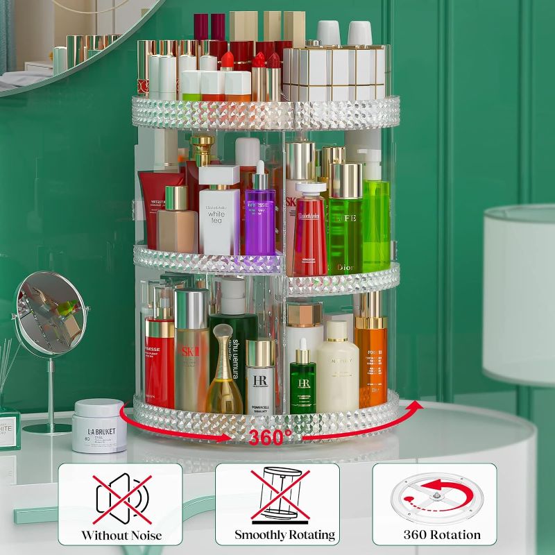 Photo 5 of Awenia Makeup Organizer 360-Degree Rotating, Adjustable Makeup Storage, 7 Layers Large Capacity Cosmetic Storage Unit, Fits Different Types of Cosmetics and Accessories, Plus Size with Makeup Bag