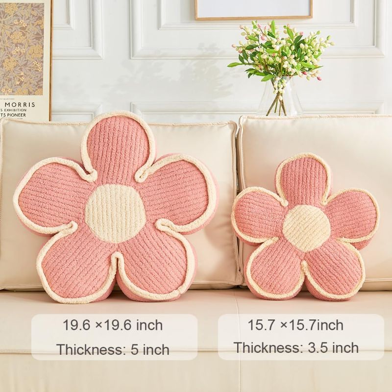 Photo 2 of Flower Pillow 19.6 Inch Flower Shaped Throw Pillow Aesthetic Floor Cushion Flower Pillow Cute Seat Cushion Decorative Pillow for Bed Couch