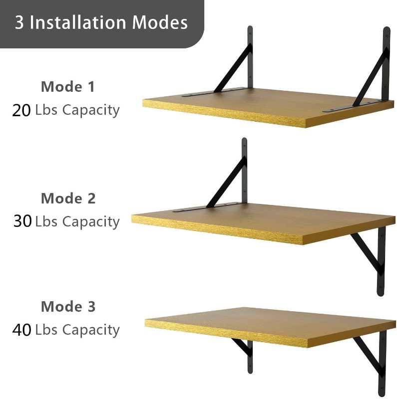 Photo 4 of Deep Floating Shelves for Wall 4 Sets, 12 Inch Deep Floating Shelves Gold, Wide Floating Shelves Wood Wall Mounted, Large Floating Wall Shelves for Bathroom, Bedroom, Kitchen, Living Room, Office