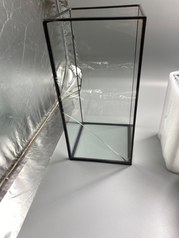 Photo 1 of Glasseam Glass Pillar Candle Holder, Clear Hurricane Candle Holder Set of 5, Modern Black Metal Candle Holder, Square Candle Holders for Table Wedding Centerpiece Party Dining Room Home Decor