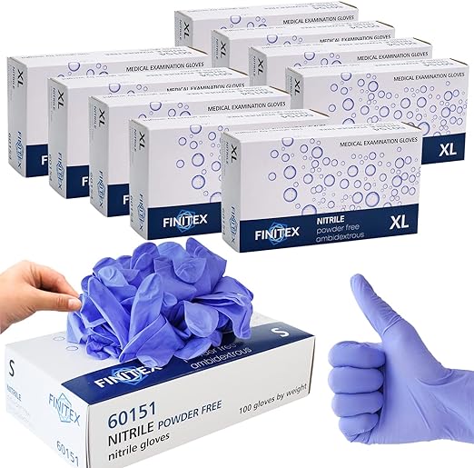 Photo 1 of FINITEX Ice Blue Nitrile Exam Gloves Powder-free 1000 PCS Medical Gloves Examination Home Cleaning Food Gloves