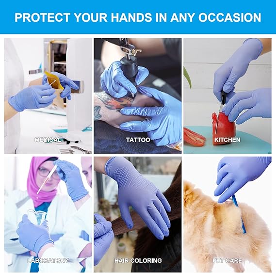 Photo 4 of FINITEX Ice Blue Nitrile Exam Gloves Powder-free 1000 PCS Medical Gloves Examination Home Cleaning Food Gloves