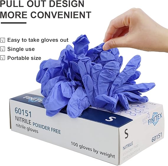 Photo 5 of FINITEX Ice Blue Nitrile Exam Gloves Powder-free 1000 PCS Medical Gloves Examination Home Cleaning Food Gloves