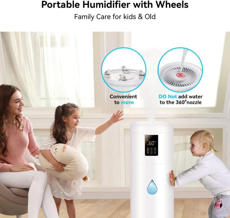 Photo 4 of Humidifiers for Large Room Home Bedroom 2000 sq.ft. 17L/4.5Gal Large Humidifier with Extension Tube & 4 Speed Mist,Top Fill Wholehouse Humidifier with 360°Nozzle for Plant Office Commercial Greenhouse