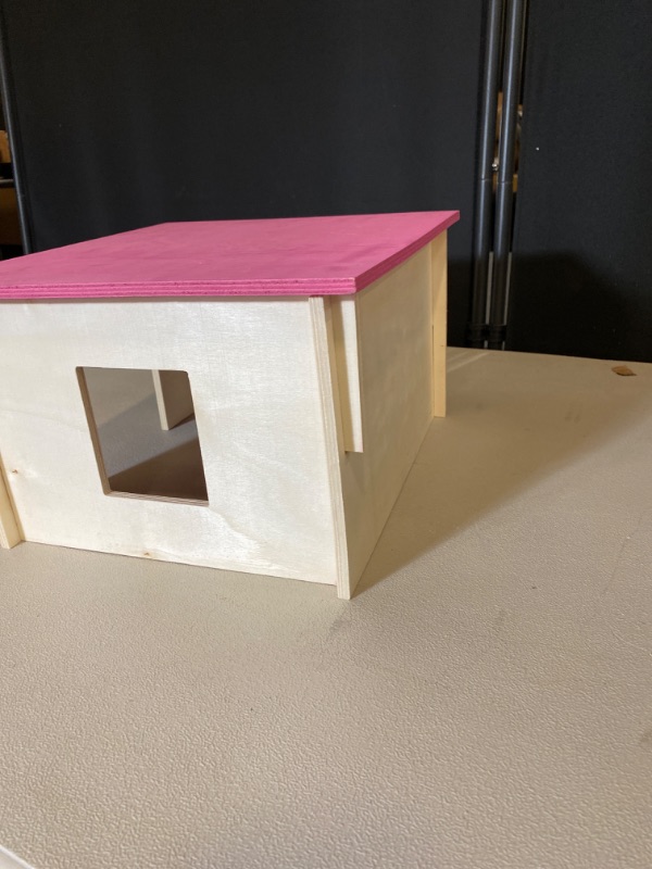 Photo 1 of Fhiny Guinea Pig Wood House with Windows and Roof, Detachable Chinchilla Hut Hideout Hideaway Natural Hamster Habitat Decor for Hamsters Hedgehogs Squirrels or Other Small Animals (Random Color)