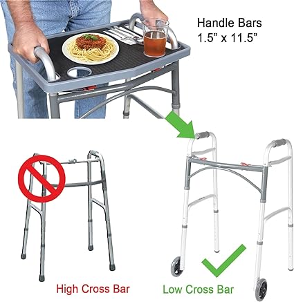 Photo 2 of Support Plus Walker Tray Table - Mobility Table Tray for Walker, Non Slip Walker Tray Mat, Walker Accessories Mat, Cup Holder for Walker (21"x16") - Gray