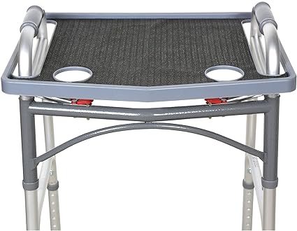 Photo 3 of Support Plus Walker Tray Table - Mobility Table Tray for Walker, Non Slip Walker Tray Mat, Walker Accessories Mat, Cup Holder for Walker (21"x16") - Gray