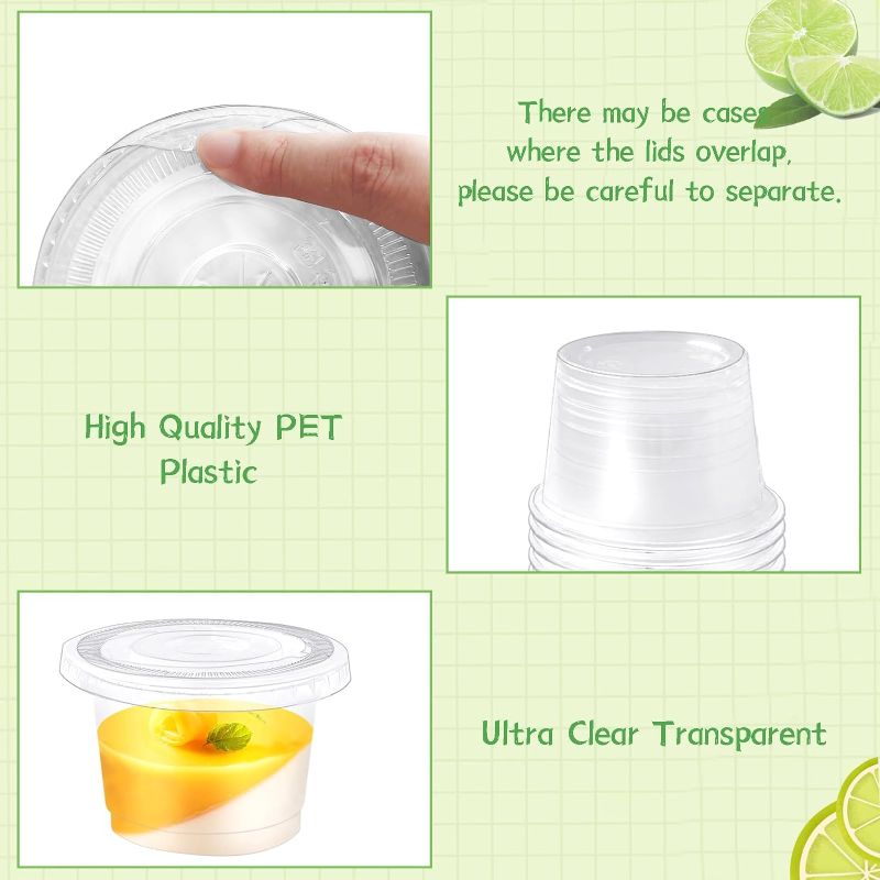 Photo 6 of 100 Pack 8 OZ Disposable Plastic Cups with Flat Lids,Clear Dessert Cups Plastic Containers,Mini Plastic Containers for Drink,Yogurt,Parfaits,Soups,Snacks,Salad,Fruit