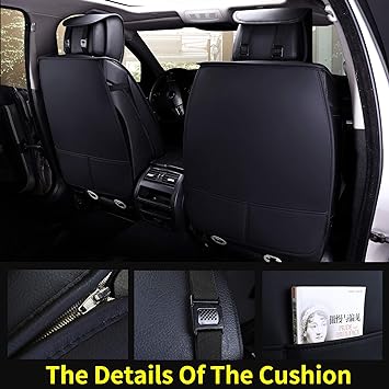 Photo 2 of Aierxuan 5pcs Car Seat Covers Full Set with Waterproof Leather,Airbag Compatible Automotive Vehicle Cushion Cover Universal fit for Most Cars (Black and red)