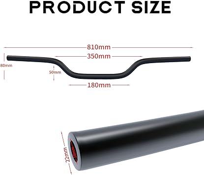 Photo 3 of 7/8" 22mm Handlebar, Universal Motorcycle Handlebar for KLX110 Ninja650r RFZ CRF70 TAO TAO SSR125 Grom etc.ATV Pit Bike Dirt Bike (Black)