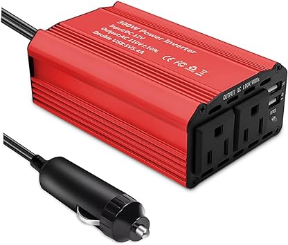 Photo 1 of 300W Car Power Inverter DC 12V to 110V AC Voltage Converter Car Charger Power Adapter with 3.1A Dual USB Charging Ports, Portable Plug Outlet Car Adapter for Road Trip, Camping, Charging