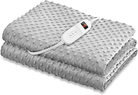 Photo 1 of Electric Heated Throw Blanket 50" x 60" | 10 Levels Fast Heating & Machine Washable | Full Body Warming Soft Fleece Sofa Bed Blankets with Auto-off Overheating Protection 4H Timer | Grey