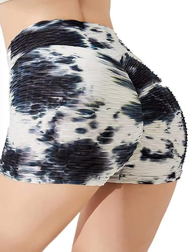 Photo 1 of size small  Womens Tie Dye Yoga Shorts Ruched Booty High Waisted Gym Workout Shorts Butt Lifting Hot Pants
