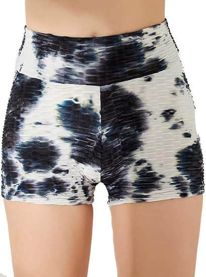 Photo 2 of size small  Womens Tie Dye Yoga Shorts Ruched Booty High Waisted Gym Workout Shorts Butt Lifting Hot Pants
