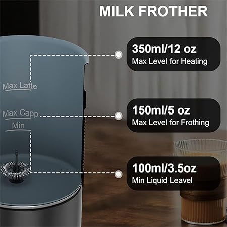 Photo 4 of Electric Smart 4-in-1 Coffee Machine, 350ML/11.8OZ Stainless Steel Hot & Cold Milk Foamer, Automatic Temperature Control Milk Steamer for Latte, Coffee