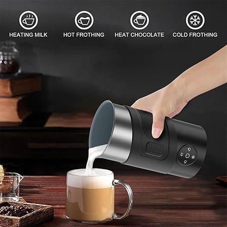 Photo 3 of Electric Smart 4-in-1 Coffee Machine, 350ML/11.8OZ Stainless Steel Hot & Cold Milk Foamer, Automatic Temperature Control Milk Steamer for Latte, Coffee