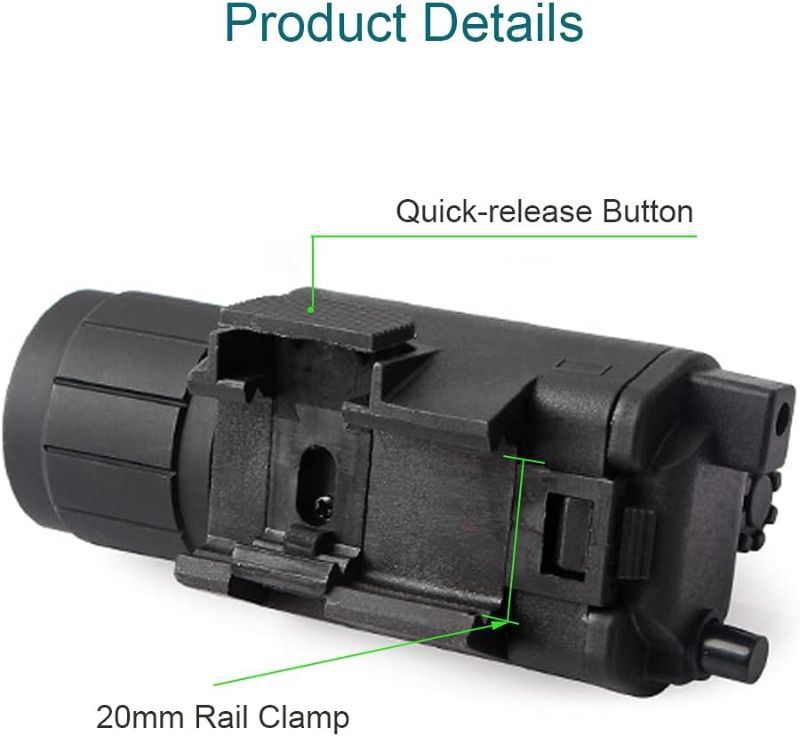 Photo 5 of Compact Flashlight with Laser Sight, Green Red Laser sight and 200 Lumens Flashlight Combo with Remote Pressure Switch Pad for 20mm Weaver Picatinny Rail Mount for Pistol Handgun Rifle