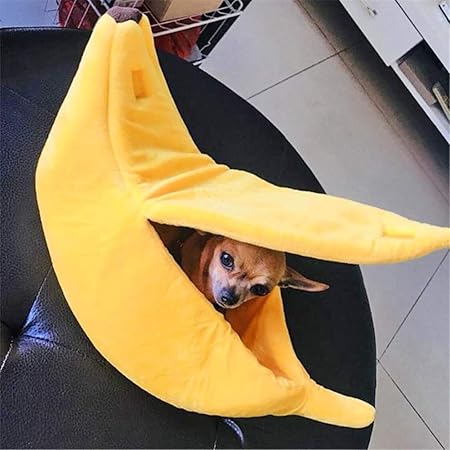 Photo 5 of haixclvyE Creative Banana Shape Cat Nest Pet Bed Soft Warm Cat Bed for Winter Cat Tent Self-Warming Sleeping Bed Puppy Kitten Warm House Bed Yellow XL