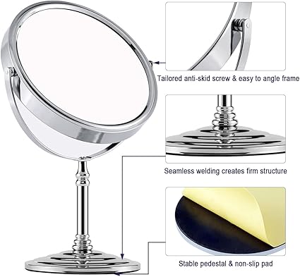 Photo 2 of Makeup Standing Desk Mirror - Tabletop 8 Inch 1X/5X Magnifying Vanity Double Sided Table Mirrors