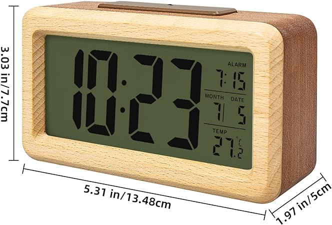 Photo 1 of everwood Wooden Digital Battery Operated Alarm Clocks for Bedrooms, Beside, Table, Desk