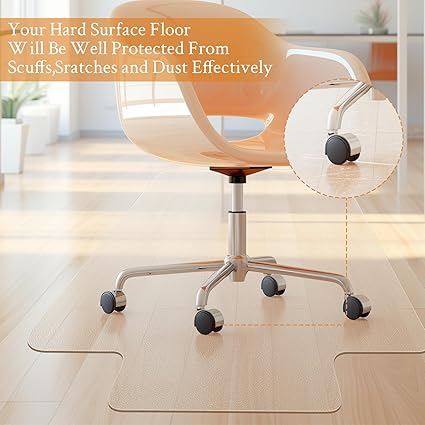 Photo 3 of KMAT Office Chair Mat,Easy Glide Hard Wood Tile Floor Mats,Chair Mat for Hardwood Floor,Clear Desk Chair Mat for Home Office Rolling Chair,Heavy Duty Floor Protector -36"x48" with Lip