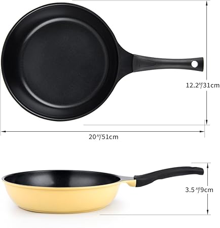 Photo 2 of 30cm Frying Pan, Long Lasting Aluminium Frying Pan with Ceramic Non-Stick Coating Pans Corrugated base for Kitchen(Yellow)
Brand: FIRMLOC