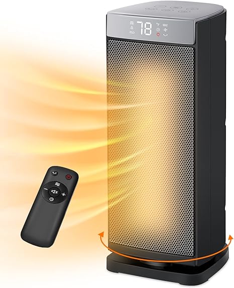 Photo 1 of Space Heater for Indoor Use, 1500W Fast Heating, Electric & Portable Ceramic Heaters with Thermostat, 5 Modes, 24Hrs Timer, 80°Oscillating Room Heater with Remote, Safe for Office Bedroom Use